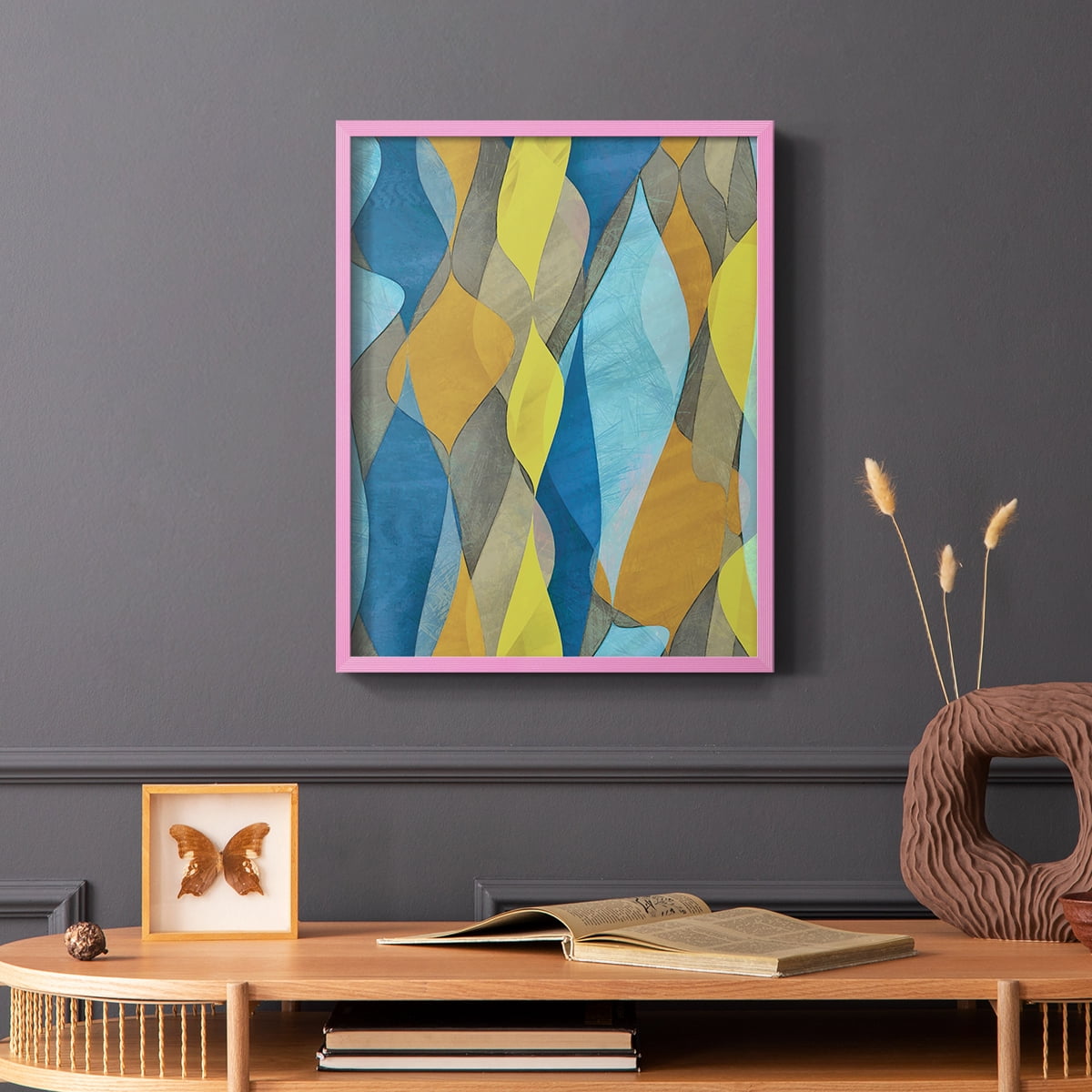 Colorful Cascade I Framed Print in Pink Solid Wood Framed Print No Nail Hanging
