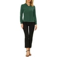thumbnail image 2 of INSPIRE CHIC Women's Solid Long Sleeve Chiffon Work Business Blouse XS Dark Green, 2 of 6