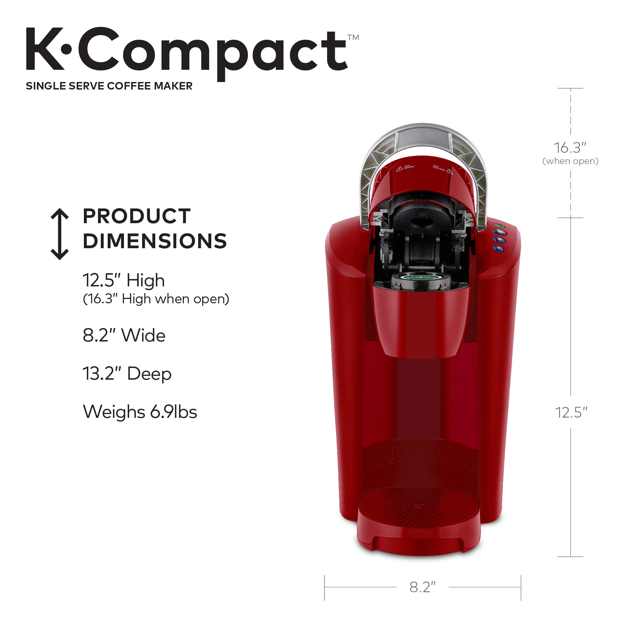 Keurig K-Compact Imperial Red Single-Serve K-Cup Pod Coffee Maker - image 3 of 9