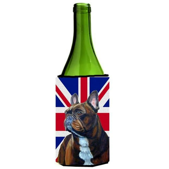 French Bulldog With English Union Jack British Flag Wine bottle sleeve Hugger - 24 Oz.