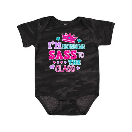 

Inktastic Back to School I m Bringing Sass To The Class with Crown Gift Baby Girl Bodysuit