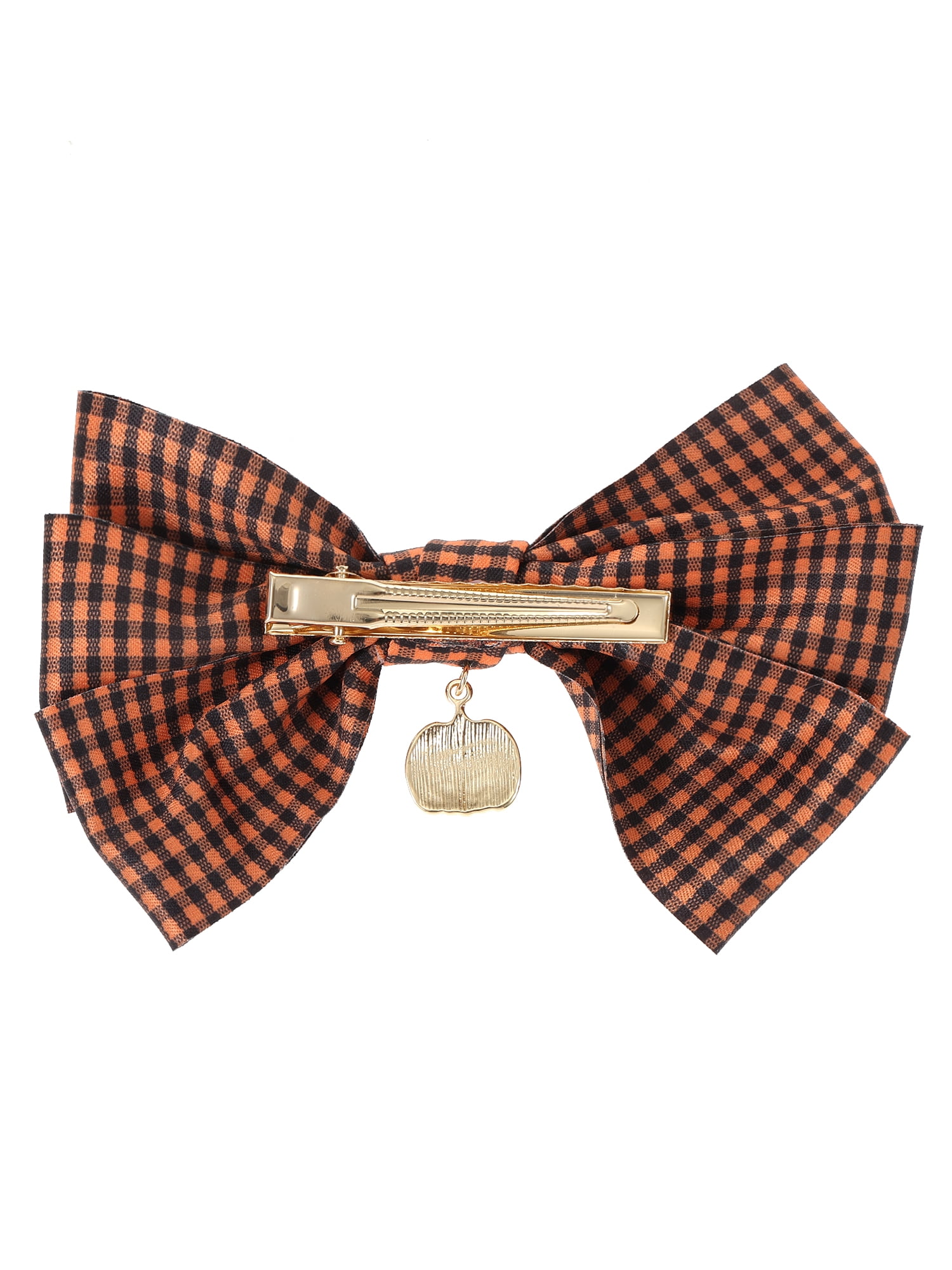 Way to Celebrate Halloween Women's Ghingham Pumpkin Bow Hair Clip, Multicolor, 1 Piece, Alligator Hair Clip