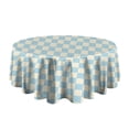 thumbnail image 5 of Light Blue and Cream Checkered Pattern Round Tablecloth 60"x60",Wrinkle Wipeable Table Cloth for Kitchen Dining Room Picnic Patio Party, 5 of 6