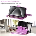 thumbnail image 6 of Furiet for iPhone 14 Pro Max 6.7 inch Floral Wallet Case & Flip Zipper Purse Wrist/Shoulder Strap Card Holder Stand Phone Cover for iPhone14promax 5G i Phone14Max Plus iPhone14 ProMax Women Purple, 6 of 8