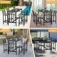 thumbnail image 6 of Gaonala 5 Piece Outdoor Patio Bar Set 50" Rectangular High Top Table with 4 Cushioned Stools Metal for Poolside Backyard(Black）, 6 of 7