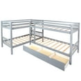 thumbnail image 4 of L-Shaped Bunk Bed Frame with Drawer, Space Saving Design, No Spring Box Needed, Gray, 4 of 7
