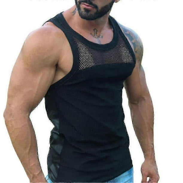 Men Breathable Sleeveless T-shirt Tank Vest Summer Gym Sports Gym Hollow Out Muscle Tops