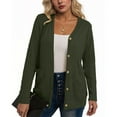 thumbnail image 2 of ZQUUVOU Women's Cable Sweater V Neck Button Down Soft Cardigan Long Sleeve Knit Open Front Loose Fall Outerwear Olive Green, 2 of 5