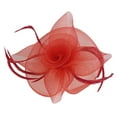 thumbnail image 1 of Diadema de cabellero BLESIY con Plumas Artificiales sombrero Fascinator de Década 20 para Boda Cóctel rojo, 1 of 7
