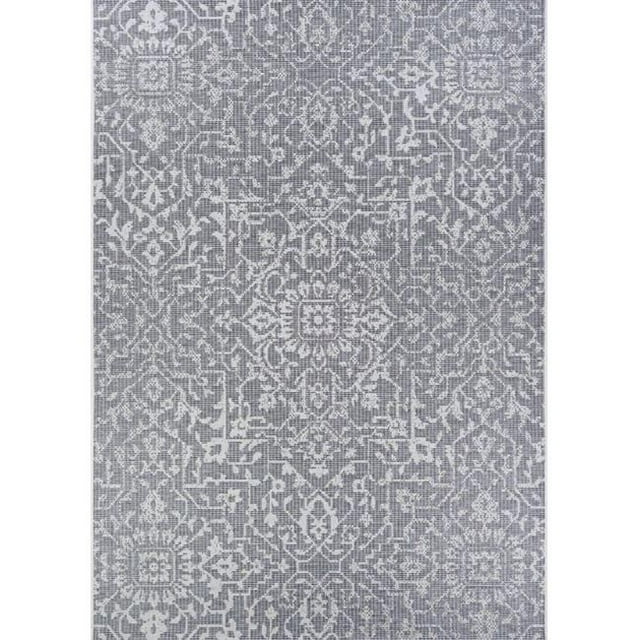 Couristan 23294716510092T 5 ft. 10 in. x 9 ft. 2 in. Monte Carlo Palmette Power Loomed Rectangle Area Rug - Gray & Ivory