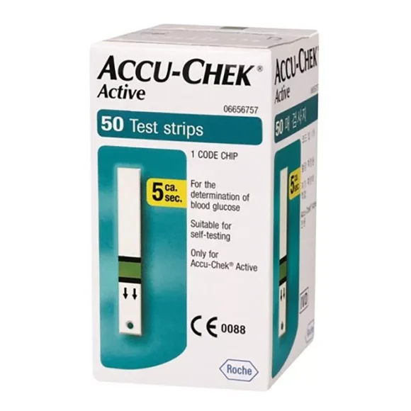 tira reactiva de glucosa accu check active caja con 50 pzas accu chek active