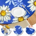 thumbnail image 4 of Blue Daisy Flower Lightblue Petals Pattern Round Fitted Tablecloth with Elastic Edge,Dining Table Cover Waterproof,Outdoor Round Tablecloth for Camping,Dining,Indoor and Outdoor, 4 of 7