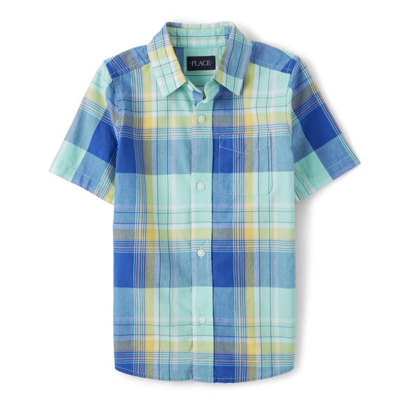 Camisa The Children's Place de manga corta con botones, color aguamarina 10/12