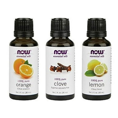 NOW Foods 3-Pack Variety Of Essential Oils, Blues Relief Blend - Orange, Clove, lemon, 1 Ounce
