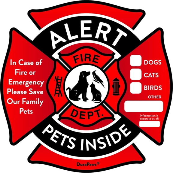 Pet Alert Stickers – Save My Pets in Case of Emergency Stickers – Inside The Window Static Cling Window Decals  – UV Resistant Removable, NO Adhesive (RL 10 Pack)