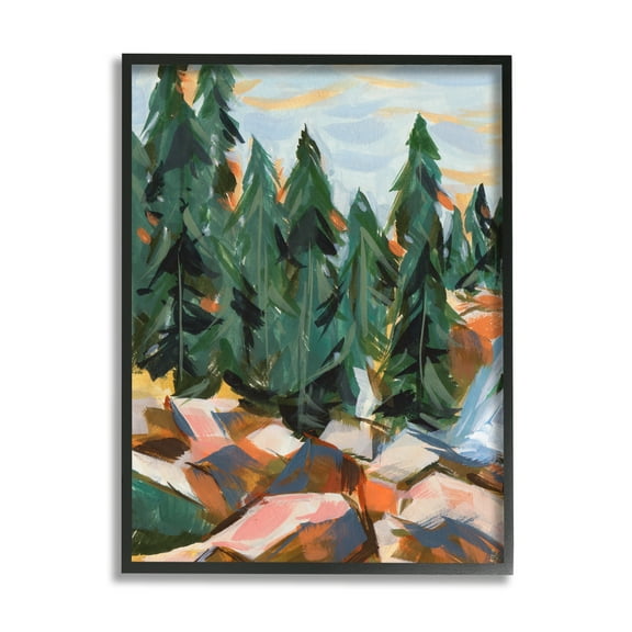 Stupell Abstract Woodland Tree Scenery Landscape Painting Black Framed Art Print Wall Art