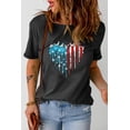 thumbnail image 2 of ABPHQTO Camiseta gráfica de manga corta con estampado de pájaros y estrellas en forma de corazón con bandera negra para mujer, 2 of 5