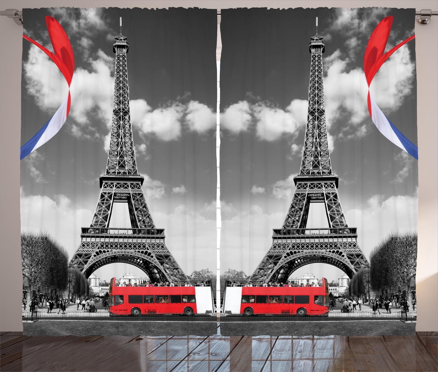 Eiffel Tower Paris City Decor Bedroom Living Room French Style Curtain
