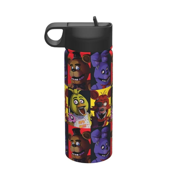 Five Nights At Freddy's 18 oz Tumbler with Straw and Lid, Travel Cup for Car,Stainless Steel Tumblers Keeps Drinks Cold & Hot,Birthday Gifts for Movie Lover