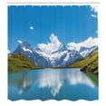 thumbnail image 3 of Ambesonne Winter Shower Curtain, Snow Frozen Lake Swiss, 69"Wx84"L, Blue Green White, 3 of 5