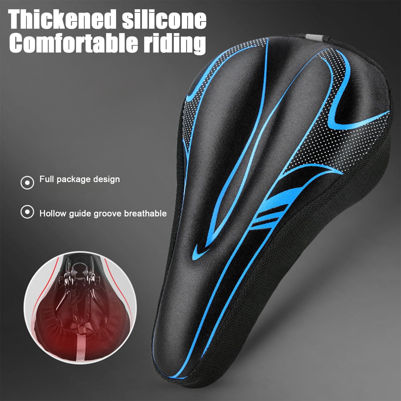Extra Large Bike Seat Cushion, Enlarged and Widened Soft Gel Saddle Cover, Universal Thick Silicone Mountain Bike Seat Pad, Ultra Comfortable Bicycle Riding Accessory for Adults