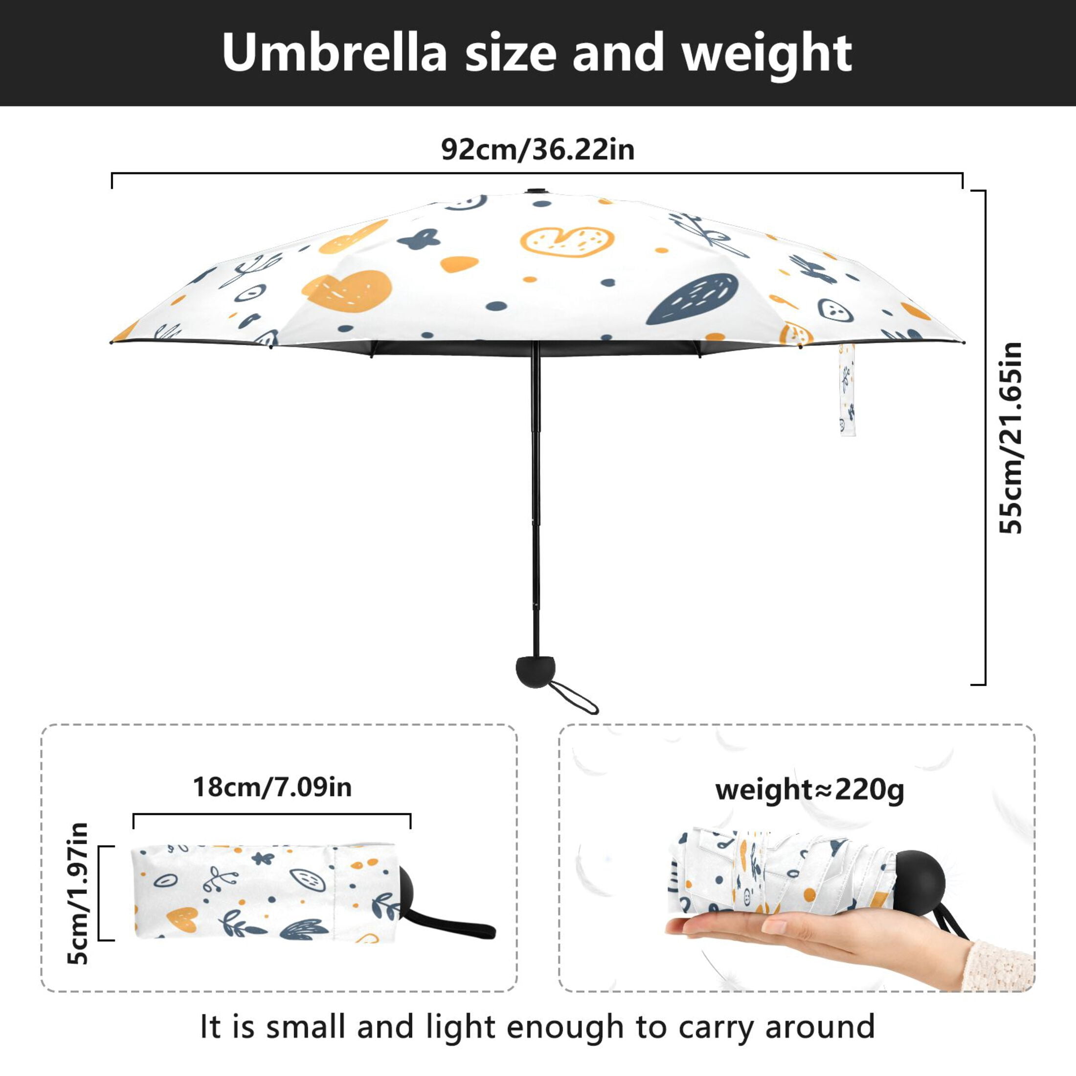 Heart and Leaf Pattern Umbrellas for Sun Auto Open Close UV50+ Waterproof 5-Fold Compact Fiberglass Frame