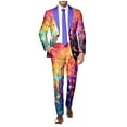 thumbnail image 6 of Valora Men Fahion Outfit Men's Suits Printed Rainbow Long Sleeve Coat and Pants TwoPiece Set for Holiday Parties and Events Orange 2XL, 6 of 6