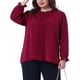thumbnail image 1 of Blusa elegante de oficina de manga larga con puños elásticos para mujeres de tallas grandes Agnes Orinda 2X color burdeos, 1 of 6