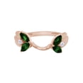 thumbnail image 1 of Marquise & Round Simulated Green Emerald & Cubic Zirconia Enhancer Guard 10k Rose Gold Ring Size - 6.5, 1 of 3