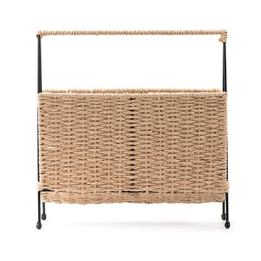 Hand Woven Magazine Holder Rack Standing Organiser Basket for Books Magazines Newspapers Letters Office Bedroom Nursery