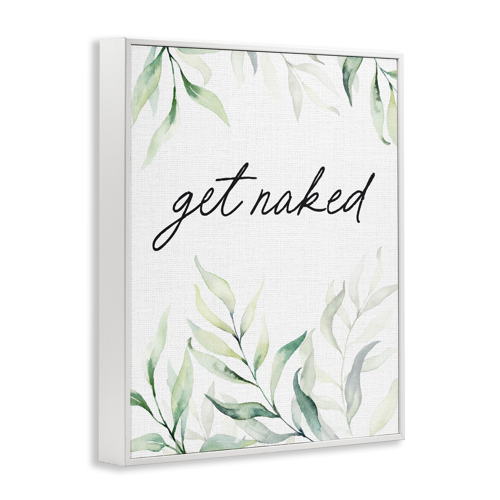 Get Naked Bathroom Herbs White Framed Giclee Art, design by Lettered and Lined