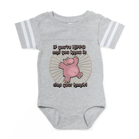CafePress - Happy Hippo - Cute Infant Baby Football Bodysuit