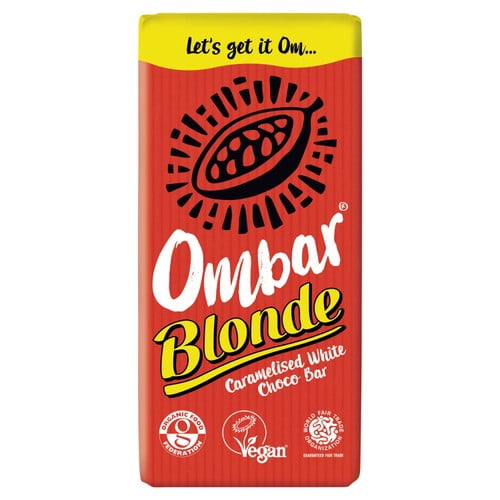 Ombar Blonde Caramelised White Chocolate Bar 70g, British Import (Pack of 6)