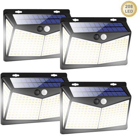 

Solarera Solar Lights Outdoors 208 LED with 3 Modes Security Motion Sensor Night Lights Wire-Free Waterproof Solar Christmas Lights for Garden Fence Patio Garage Stairs 4 Pack