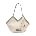 thumbnail image 2 of Bolso de mano de cuero para mujer, elegante y espacioso, con interior bajo el brazo y cremallera. Verde, 2 of 9
