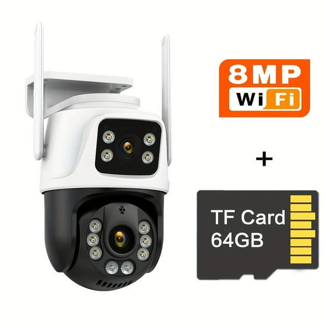 1 Cámara de Seguridad Exterior con 2 Lentes, WiFi Doble-Lente 2.4GHz IP Inalambrica para Monitoreo y Vigilancia en Hogar - AI Detección Humana Visión Nocturna a Color Interior/Externa,