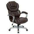 thumbnail image 2 of Flash Furniture High Back Brown LeatherSoft Executive Swivel Ergonomic Office Chair with Arms, 2 of 8