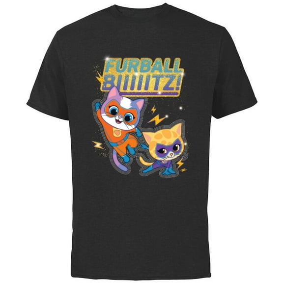 Disney Junior SuperKitties Sparks and Buddy Furball Blitz! - Short Sleeve Cotton T-Shirt for Adults - Customized-Black