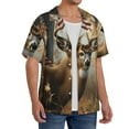 thumbnail image 2 of Sikiie American Wildlife Deer Forest Men's Cuban Shirt, Hawaiian Shirts, Business Casual Button Down Shirts, Short Sleeve Shirt-4X-Large, 2 of 5