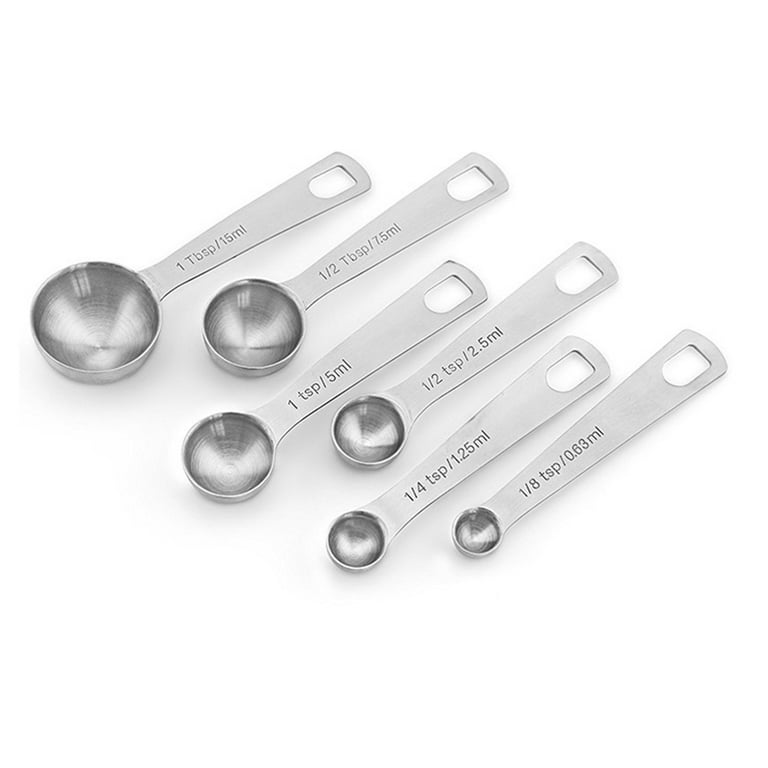 Jytue Measuring Spoons 18/8 Stainless Steel Measuring Spoons Set of 6  Pieces: 1/8 tsp, 1/4 tsp, 1/2 tsp, 3/4 tsp, 1 tsp, 1/2 tbsp Tablespoon with
