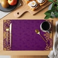 thumbnail image 2 of Vintage Purple Placemats Set of 1, Yellow Flower Lace Baroque Ethnic Style Non-Slip Place Mats Washable Table Mats for Kitchen Dining Table Decorations Indoor/Outdoor, 2 of 9