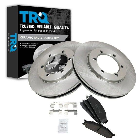 TRQ Front Brake Pad & Rotor Kit Brake Pads Brake Rotor Ceramic Fits Select 1998-2004 Nissan Frontier