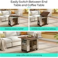 thumbnail image 3 of Folding Top End Table with Storage, Rolling Side Table for Living Room, 3 of 8