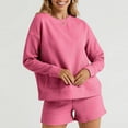 thumbnail image 2 of Kaemgyyd Women's Two Piece Lounge Sets Fall Long Sleeve Pullover Top and Shorts Matching Outfits Texture Tracksuit, 2 of 7