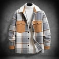 thumbnail image 5 of BRGZLK Men Coats Plaid Fashion Loose Casual Pocket Button Up Long Sleeve Turn Down Collar Thickened Cozy Blouse Coat Jacket for Fall Winter Gray M, 5 of 5