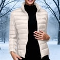thumbnail image 2 of Purcolt Womens Cropped Puffer Jacket - Quilted Packable Lightweight Winter Coat - Stand Collar Long Sleeve Full Zip Windproof Insulated Snow Coats, 2 of 7
