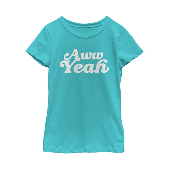 Girl's CHIN UP Aw Yeah Graphic Tee Tahiti Blue X Small