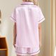 thumbnail image 4 of MKLEKYY Pijama Corto De Satén Para Mujer, Conjunto De 2 Piezas Con Botones Y Cuello Con Muesca De Seda, 4 of 4