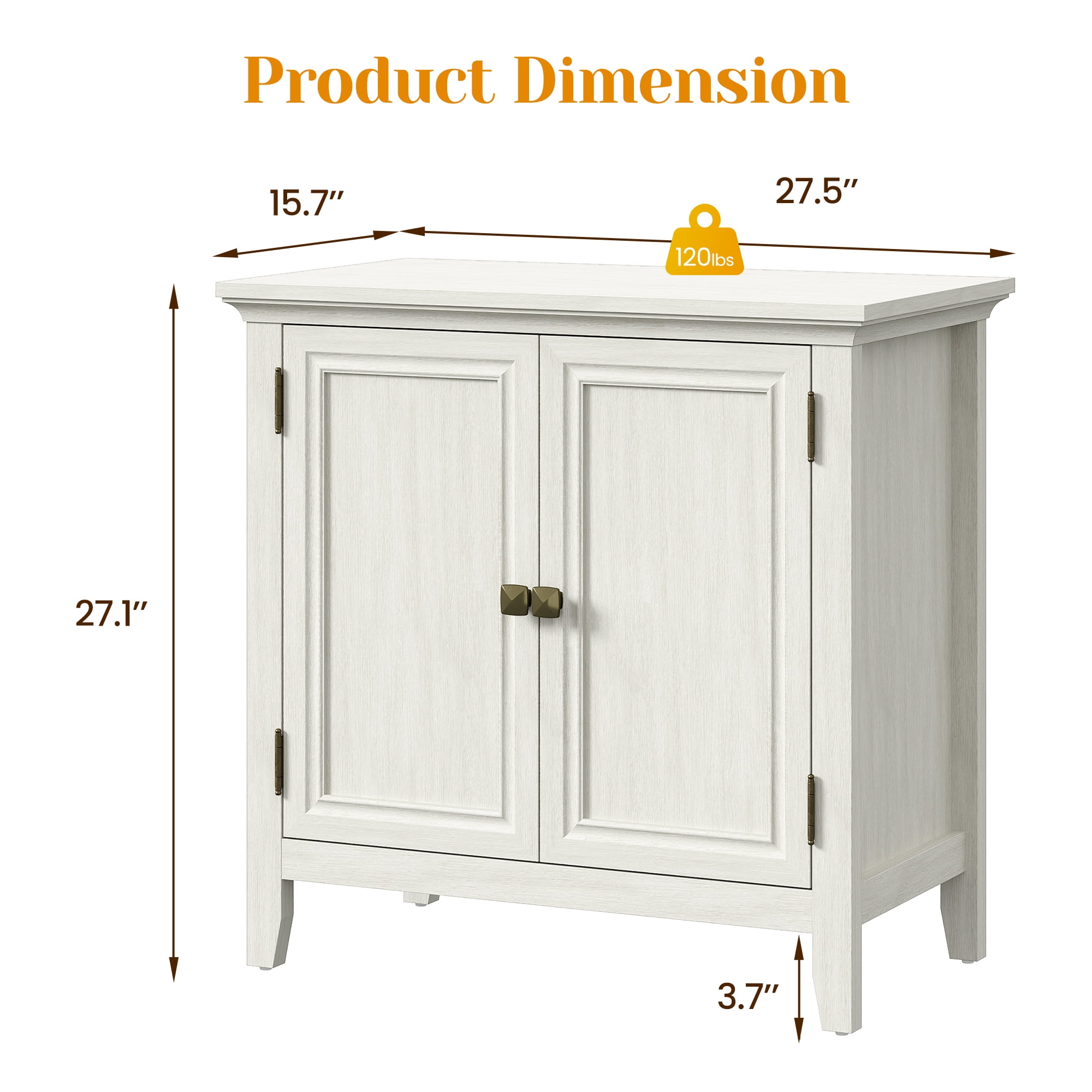 May in Color 2-Door Wood Buffet Cabinet, Bohemian Farmhouse Sideboard, for Entryway, Bedroom, Dining & Living Room, White