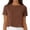 *Brown, variant on VBVC Women's Cotton Linen Short Sleeve Crop T Shirt , Ladies' Crew Neck Summer Top , Lightweight Back Button Tee For Women, *Khaki , Large